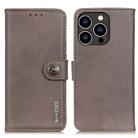 For iPhone 16 Pro Max KHAZNEH Cowhide Texture Horizontal Flip Leather Phone Case(Khaki) - 1