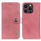 For iPhone 16 Pro Max KHAZNEH Cowhide Texture Horizontal Flip Leather Phone Case(Pink) - 1