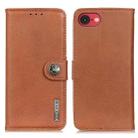 For iPhone SE 2024 KHAZNEH Cowhide Texture Horizontal Flip Leather Phone Case(Brown) - 1