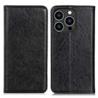 For iPhone 16 Pro Magnetic Crazy Horse Texture Horizontal Flip Leather Phone Case(Black) - 1