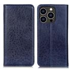 For iPhone 16 Pro Magnetic Crazy Horse Texture Horizontal Flip Leather Phone Case(Blue) - 1