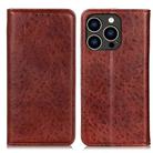 For iPhone 16 Pro Magnetic Crazy Horse Texture Horizontal Flip Leather Phone Case(Brown) - 1