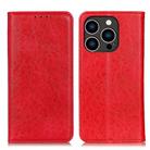 For iPhone 16 Pro Magnetic Crazy Horse Texture Horizontal Flip Leather Phone Case(Red) - 1