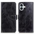 For iPhone 16 Retro Crazy Horse Texture Horizontal Flip Leather Phone Case(Black) - 1