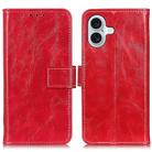 For iPhone 16 Retro Crazy Horse Texture Horizontal Flip Leather Phone Case(Red) - 1