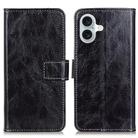 For iPhone 16 Plus Retro Crazy Horse Texture Horizontal Flip Leather Phone Case(Black) - 1