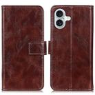 For iPhone 16 Plus Retro Crazy Horse Texture Horizontal Flip Leather Phone Case(Brown) - 1