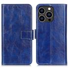 For iPhone 16 Pro Retro Crazy Horse Texture Horizontal Flip Leather Phone Case(Blue) - 1