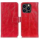 For iPhone 16 Pro Retro Crazy Horse Texture Horizontal Flip Leather Phone Case(Red) - 1