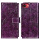 For iPhone SE 2024 Retro Crazy Horse Texture Horizontal Flip Leather Phone Case(Purple) - 1