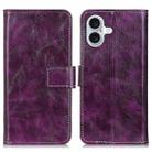 For iPhone 17 Retro Crazy Horse Texture Horizontal Flip Leather Phone Case(Purple) - 1
