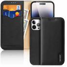 For iPhone 15 Pro Max DUX DUCIS Hivo Series Cowhide + PU + TPU Flip Phone Case(Black) - 1