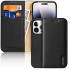 For iPhone 15 Pro DUX DUCIS Hivo Series Cowhide + PU + TPU Flip Phone Case(Black) - 1