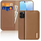 For iPhone 16 Pro Max DUX DUCIS Hivo Series Cowhide + PU + TPU Flip Phone Case(Brown) - 1