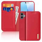 For iPhone 16 DUX DUCIS Hivo Series Cowhide + PU + TPU Flip Phone Case(Red) - 1