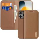 For iPhone 17 Pro DUX DUCIS Hivo Series Cowhide + PU + TPU Flip Phone Case(Brown) - 1