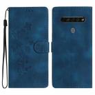 For LG K51S Flower Butterfly Embossing Pattern Leather Phone Case(Blue) - 1