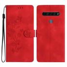 For LG K51S Flower Butterfly Embossing Pattern Leather Phone Case(Red) - 1