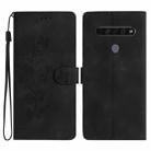 For LG K51S Flower Butterfly Embossing Pattern Leather Phone Case(Black) - 1