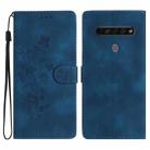 For LG K61 Flower Butterfly Embossing Pattern Leather Phone Case(Blue) - 1