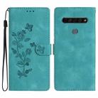 For LG K61 Flower Butterfly Embossing Pattern Leather Phone Case(Sky Blue) - 1