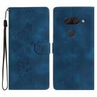 For LG K50 / Q60 Flower Butterfly Embossing Pattern Leather Phone Case(Blue) - 1