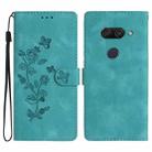For LG K50 / Q60 Flower Butterfly Embossing Pattern Leather Phone Case(Sky Blue) - 1