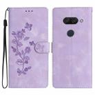 For LG K50 / Q60 Flower Butterfly Embossing Pattern Leather Phone Case(Purple) - 1