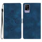 For TCL 405 / 406 / 408 Flower Butterfly Embossing Pattern Leather Phone Case(Blue) - 1