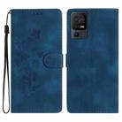 For TCL 40 SE Flower Butterfly Embossing Pattern Leather Phone Case(Blue) - 1