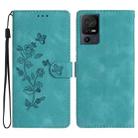 For TCL 40 SE Flower Butterfly Embossing Pattern Leather Phone Case(Sky Blue) - 1