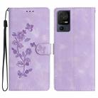 For TCL 40 SE Flower Butterfly Embossing Pattern Leather Phone Case(Purple) - 1