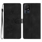 For TCL 40 SE Flower Butterfly Embossing Pattern Leather Phone Case(Black) - 1