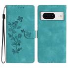 For Google Pixel 8 Flower Butterfly Embossing Pattern Leather Phone Case(Sky Blue) - 1