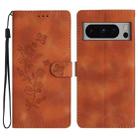 For Google Pixel 8 Pro Flower Butterfly Embossing Pattern Leather Phone Case(Brown) - 1