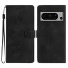 For Google Pixel 8 Pro Flower Butterfly Embossing Pattern Leather Phone Case(Black) - 1