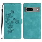 For Google Pixel 7 Flower Butterfly Embossing Pattern Leather Phone Case(Sky Blue) - 1