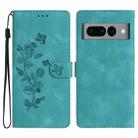 For Google Pixel 7 Pro Flower Butterfly Embossing Pattern Leather Phone Case(Sky Blue) - 1