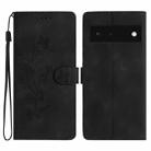 For Google Pixel 6 Flower Butterfly Embossing Pattern Leather Phone Case(Black) - 1