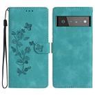 For Google Pixel 6 Pro Flower Butterfly Embossing Pattern Leather Phone Case(Sky Blue) - 1