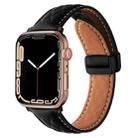 For Apple Watch Ultra 49mm Folding Buckle Rhombus Leather Watch Band(Black) - 1