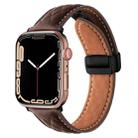 For Apple Watch Ultra 49mm Folding Buckle Rhombus Leather Watch Band(Coffee) - 1