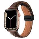 For Apple Watch 8 45mm  Folding Buckle Rhombus Leather Watch Band(Coffee) - 1