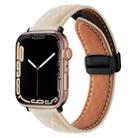 For Apple Watch SE 2022 44mm Folding Buckle Rhombus Leather Watch Band(Starlight) - 1