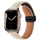 For Apple Watch 9 41mm Folding Buckle Rhombus Leather Watch Band(Starlight) - 1