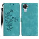 For Nokia 6.2 / 7.2 Flower Butterfly Embossing Pattern Leather Phone Case(Sky Blue) - 1