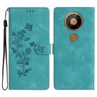 For Nokia 5.4 Flower Butterfly Embossing Pattern Leather Phone Case(Sky Blue) - 1