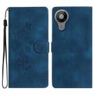 For Nokia 5.3 Flower Butterfly Embossing Pattern Leather Phone Case(Blue) - 1