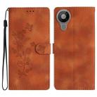 For Nokia 5.3 Flower Butterfly Embossing Pattern Leather Phone Case(Brown) - 1