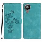 For Nokia 5.3 Flower Butterfly Embossing Pattern Leather Phone Case(Sky Blue) - 1
